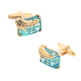 thumbnail image 1 of Gemelos elegantes de cristal dorado y azul para hombre - Square Des, 1 of 1