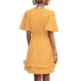 thumbnail image 4 of xiaxaixu Mini Robes pour les Femmes Manches Courtes V Col Taches Imprimer une Ligne Robe d'Été Robe pour Tous les Jours Occasionnels, 4 of 7