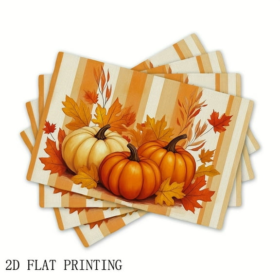 4Pcs Autumn Placemats, Autumn Pumpkin Harvest Placemats, Fall Farmhouse Style, Suitable for Kitchen Restaurant, Home Party Party, Home Kitchen Decoration, Holiday Decorations