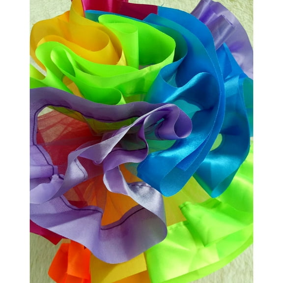 KALLORY 1Set Girls Layered Rainbow Tutu Skirt Multicoloured Childrens Clothes Elastic Waist Bowknot Ribbon