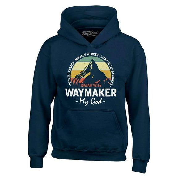 Shop4Ever Men's Waymaker My God Isaiah 42:16 Hooded Sweatshirt Hoodie Small Navy