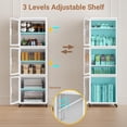 thumbnail image 6 of BROVIEW Tall Narrow Storage Cabinet Organizer 4-Tier 14.6" W, Slim Bathroom Cabinets with Doors and Adjustable Shelves, Plastic Kitchen Pantry Organizers and Storage for Small Space, Laundry, White, 6 of 6