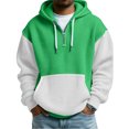 thumbnail image 2 of Y2K Style Men's Quarter-Zip Hooded Waffle Knit Sweatshirt, Thickened Fleece Texture Pullover, Fall Spring Retro Fashion,Green,5XL, 2 of 5