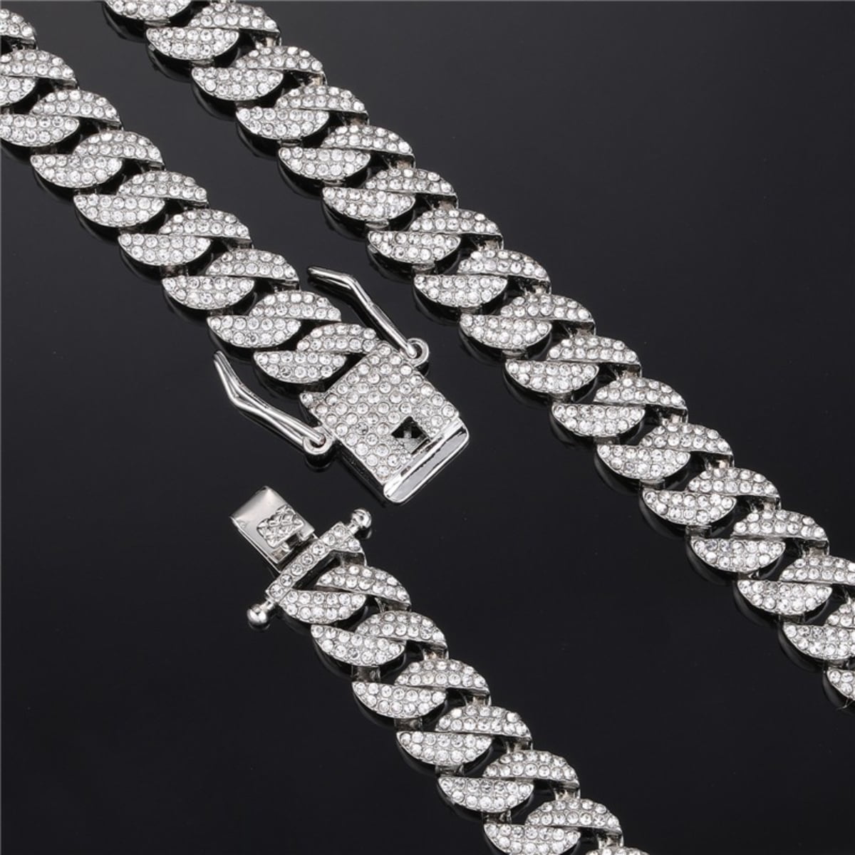 Male 10MM Cuban Chain Necklace for Men Women Iced Out Zircon Hip Hop Jewelry 20inch