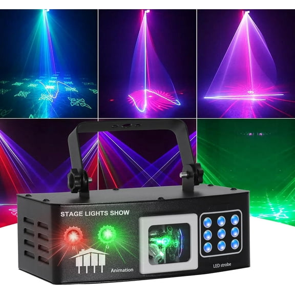 BAKOD 12 Beam LED Rave Light – Sound Activated Party Stage Lighting with Strobe & Moving Beams DJ Disco Stage Light for Parties, Events, Clubs