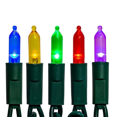 KSA Multi-Color LED Mini Christmas Lights 50-Count 25 ft Green Wire