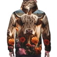thumbnail image 7 of Uemuo Realistic Flower Cow Pattern Men's Hoodie - Casual Pullover Hoodie with Kangaroo Pocket, Stylish Hooded Sweatshirt for Everyday Wear-3X-Large, 7 of 7