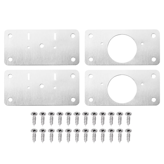4 Pack Cabinet Hinge Repair Plate with Mounting Screws, Stainless Steel Hinge Repair Brackets Silver