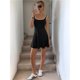 thumbnail image 4 of Vestido Deportivo Mini para Mujer, Cuello en U, Sin Mangas, Ajustado, Informal, Básico Negro M, 4 of 9