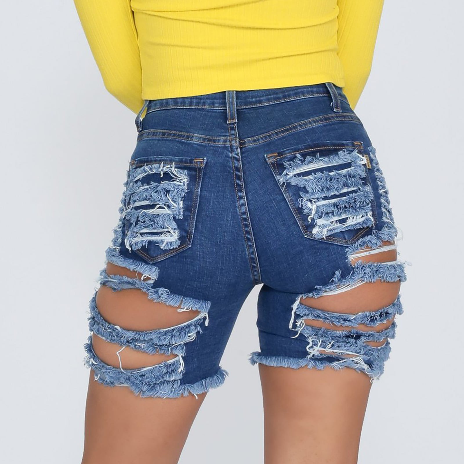 High Rise Extreme Ripped Jean Shorts