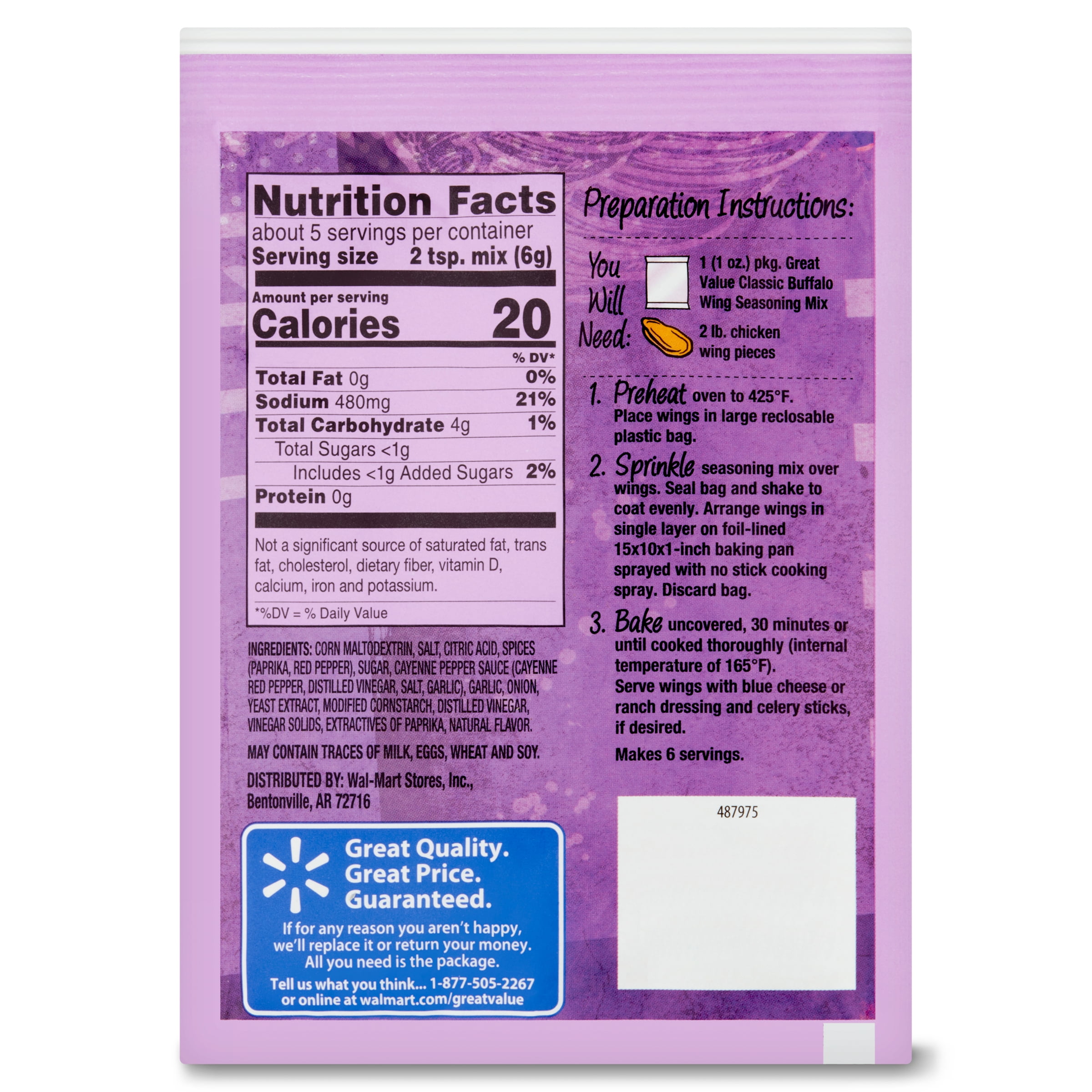 Great Value Classic Buffalo Wing Seasoning Mix, 1 oz