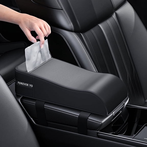 New Fiber Leather Car Armrest Cushion Car Center Console Armrest Box Enhanced Cushioned Hand Support With Storage Bag