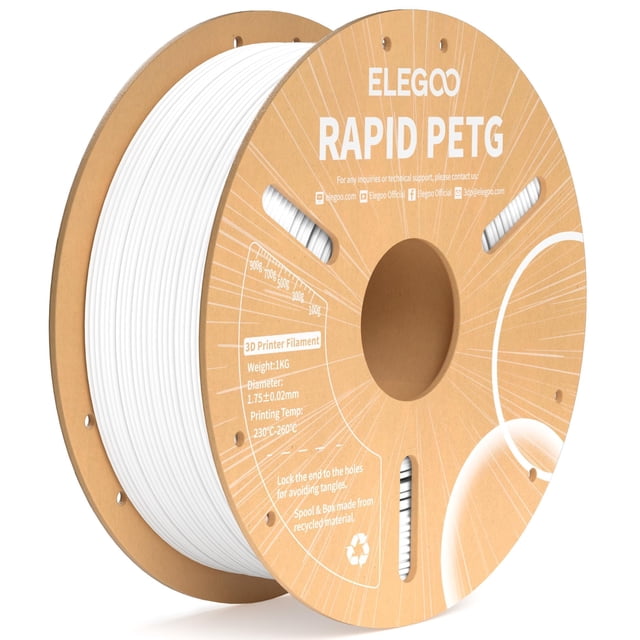 Filamento para impresora 3D ELEGOO Rapid PETG de 1,75 mm blanco, 1 kg
