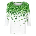 thumbnail image 5 of Ounisa Womens 3/4 Sleeve T Shirt Crew Neck St.Patrick's Day Printed Pullover Loose Fit Casual Fashion Relaxed Tops S-3XL, 5 of 5