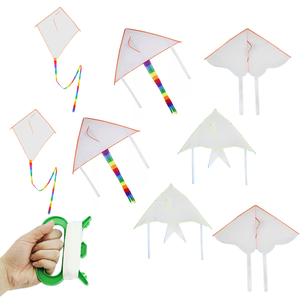8 Sets Kids Kite Assorted Blank Paint DIY Kite Making Kit Outdoor