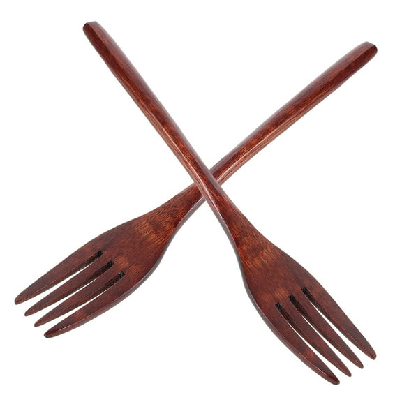 FUTUREORYY 2Pcs Small Forks Brown Wood for Mixing and Serving 8.9x1x0.4in