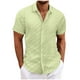 thumbnail image 2 of Blusa y camisa de manga corta con cuello vuelto para hombre, informal, de color liso, a cuadros, con botones, de manga corta, con cuello vuelto, blusas de poliéster para hombre, 2 of 6