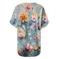 thumbnail image 5 of Wycnly Womens Blouses and Tops Dressy Plus Size Classic Breathable Loose Fit Tunic Tshirts Summer Floral Print V-Neck Short Sleeve Cute Tees Tops Navy XXL, 5 of 5
