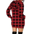 thumbnail image 4 of MAWCLOS Robes à Capuche pour Femmes Midi Longues Chandail à Capuche à Enfiler Manche Chandail Robe Décontractée Automne Carreaux Rouge 2TG, 4 of 6