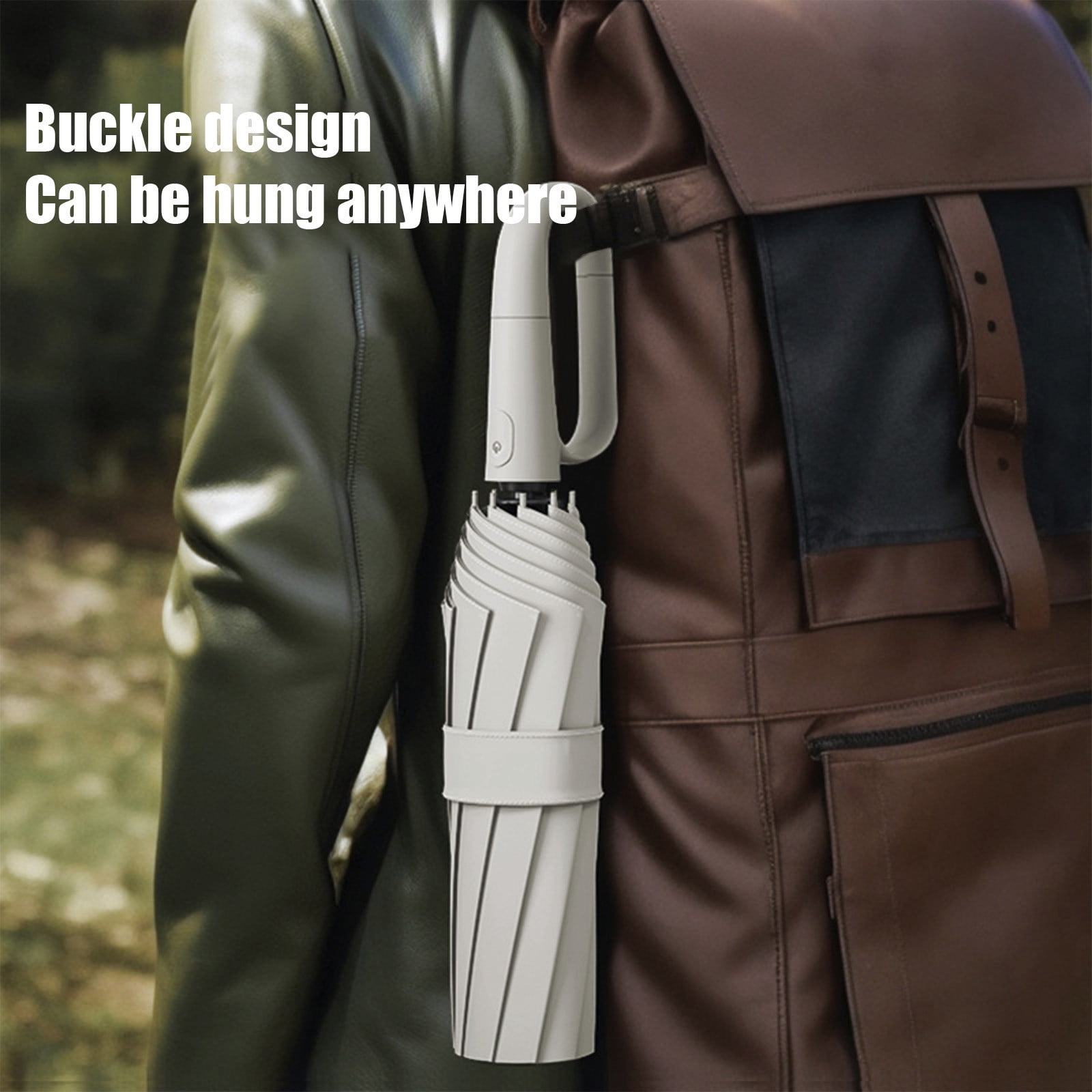 Large Ring Buckle Umbrella Sturdy Windproof Automatic Umbrella ,Compact Wind Proof Umbrellas For Rain and Sun Protection,Men Women Carabiner Handle Design