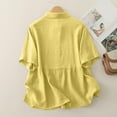 thumbnail image 4 of mfyjkho Tops Para Mujer, Blusa De Lino Sintético Con Cuello Vuelto, Manga Corta Y Botones De Color Liso Para Mujer Tops Para Mujer M, 4 of 8