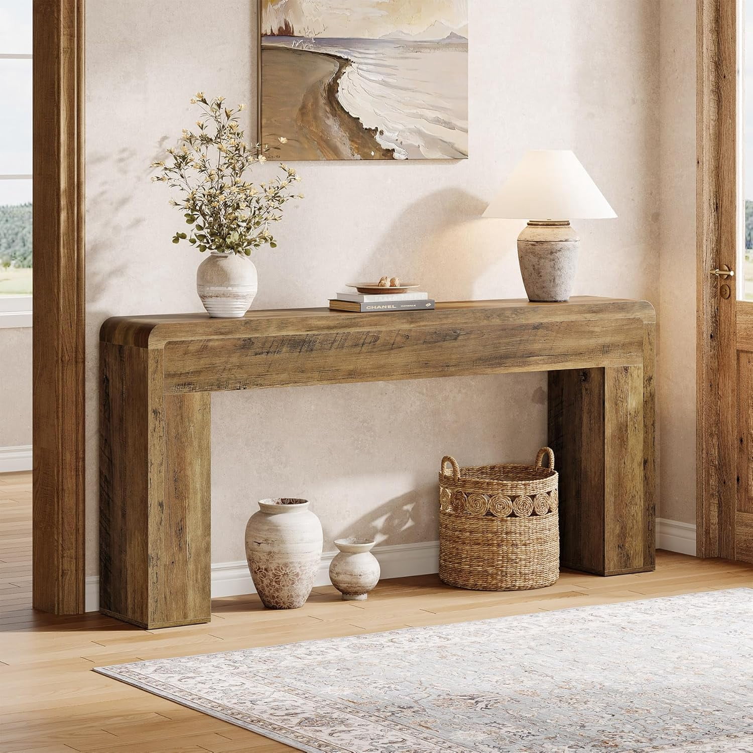 Tribesigns 70.9-Inch Extra Long Sofa Table, Wooden Behind Couch Table , Farmhouse Entryway Table for Living Room, Entryway, Brown