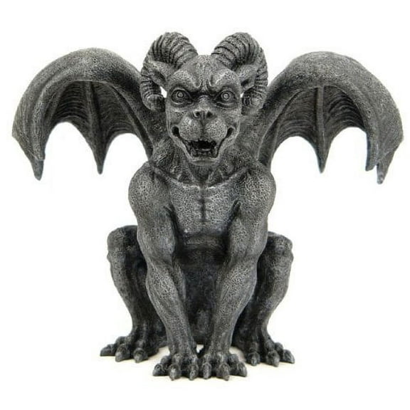 GOTHIC RAM HORNED GARGOYLE CROUCHING STATUE FIGURINE PERCHING ON CASTLE TOPS