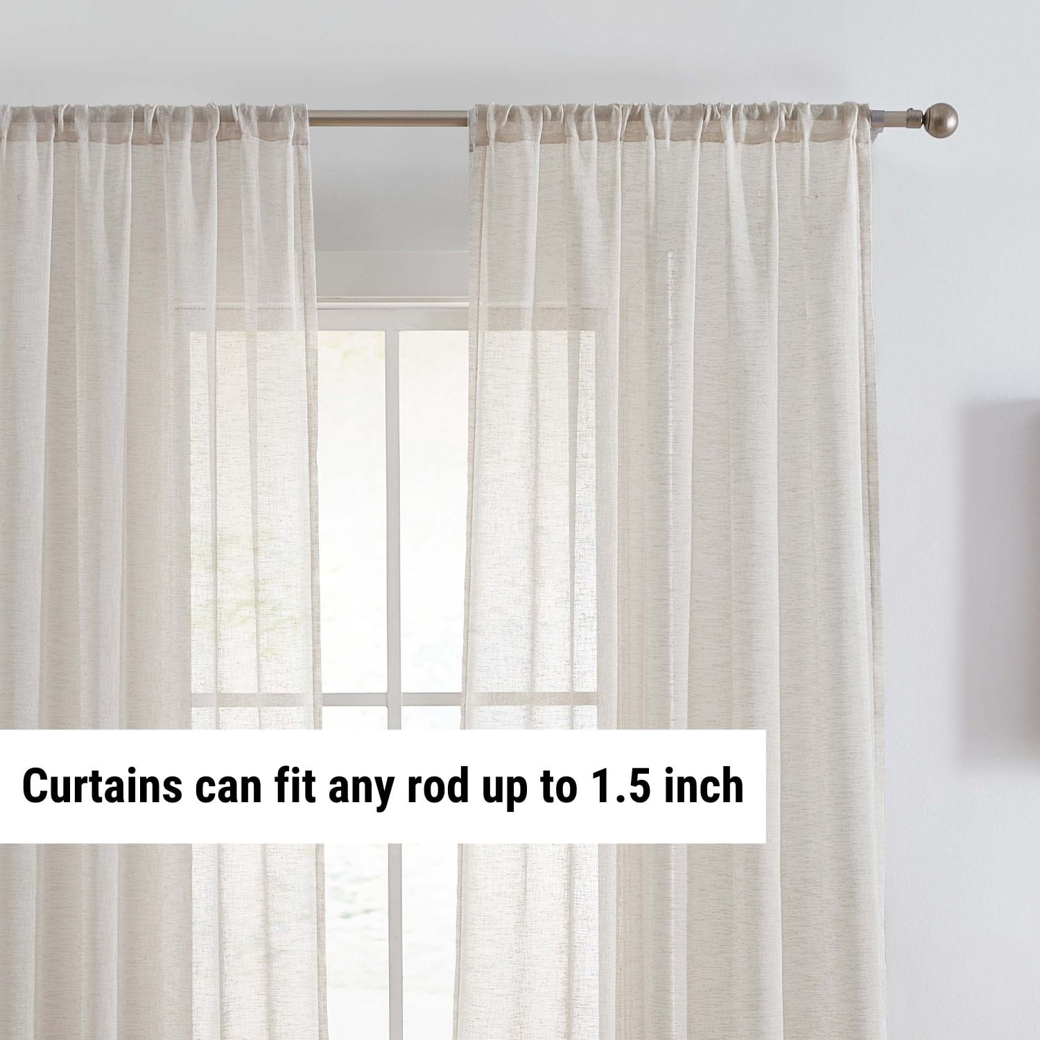 THD Zoey Faux Linen Textured Semi Sheer Window Rod Pocket Thick Curtains Drapery Panels, 2 Panels