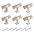 thumbnail image 1 of Uxcell 6 Pcs T Bar Tiradores de Cajón de Madera con Agujero Único y Tornillos, Madera/Plata, 1 of 1