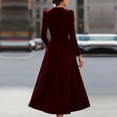 thumbnail image 2 of TaTaai Women‘s Velvet Midi Dress, Long Sleeve Round Neck Solid Color Dress, Plush Velour Evening Gown, Fall Winter Holiday Party Dress Gift, 2 of 7