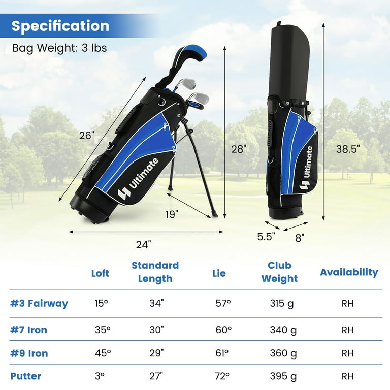 Gymax Youth Jr Beginner Golf Club Set, 28'' Portable Complete Set