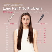 TYMO CurlPro Plus Automatic Rotating Curling Iron, Long Barrel Curling Wand for Long Hair, Anti-Scald, Tangle-Free, 600M Ionic, Dual Voltage, Gold, 1 Inch