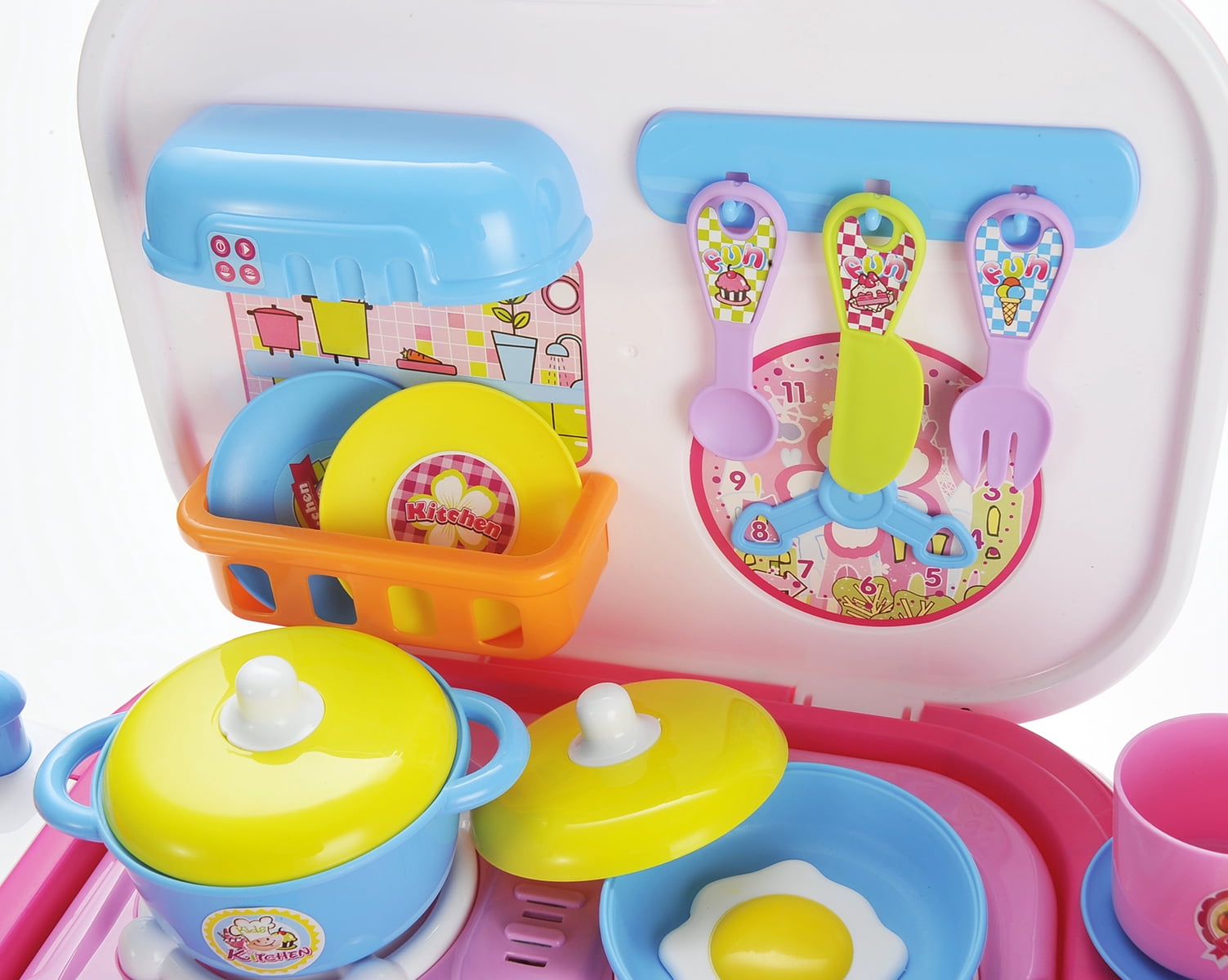 Kitchen Connection Portable Kids Kitchen Cooking Set Toy With Lights And Sounds, Folds Into Stepstool