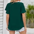 thumbnail image 4 of Camisetas de manga corta con cuello en V para mujer, camisetas informales plisadas de Color puro a la moda para mujer, camisetas de verano para viajes diarios, oficina, verde oscuro M, 4 of 6