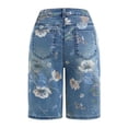 thumbnail image 5 of HOWPAY Womens Jean Shorts Baggy High Waisted Wide Leg Distressed Denim Bottoms With Pockets Stretchy Loose Fit Summer Casual Lounge Shorts Blue L, 5 of 7