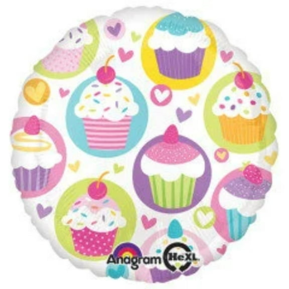 18 CUPCAKES BALLOON  Party Supplies Decorations Foil Mylar Balloon