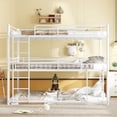 thumbnail image 2 of Twin Over Twin Over Twin Triple Bunk Bed Frame, Heavy Duty Detachable Bunk Beds for 3, Metal 3 Bunk Beds with 2 Ladder & Guardrail for Teens Adults (White）, 2 of 7