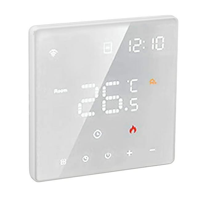 Smart Thermostat Touchscreen Control, Automatic Temperature Sensing, Digital Temperature Controller Switch Touch Thermostat 100-250VAC White