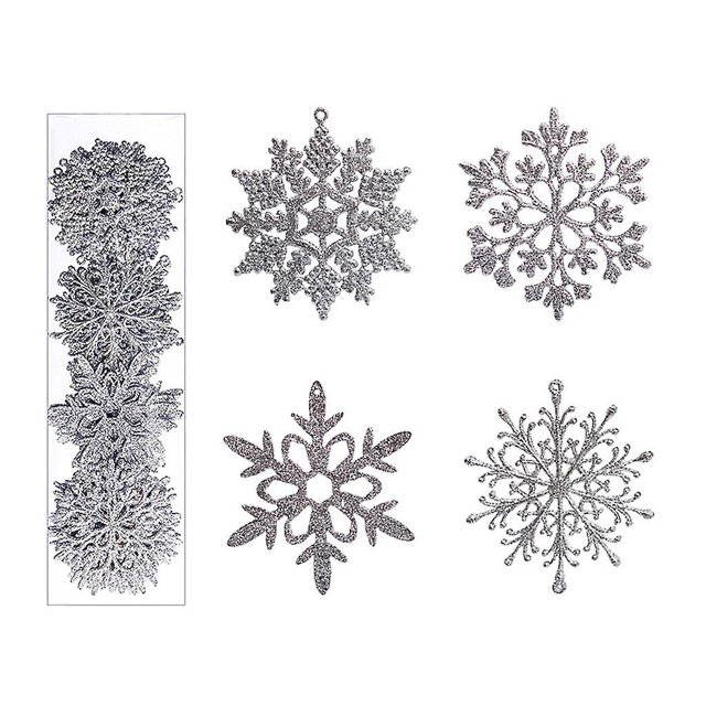 40 Uds. Cadena de copos de nieve brillantes decoración navideña copo de nieve brillante adorno colgante de árbol de Navidad País de las Maravillas de invierno