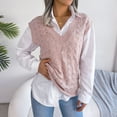 thumbnail image 2 of UJNDER Womens V Neck Sleeveless Knitted Vest College Style Pullover Sweater Sweater Vest Pink S, 2 of 8
