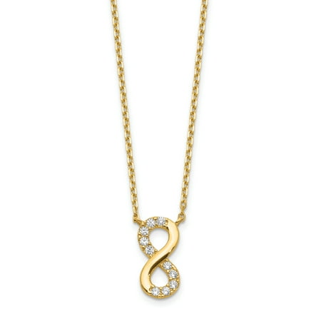 14K Yellow Gold Infinity Symbol Cubic Zirconia with 2In Extender Necklace