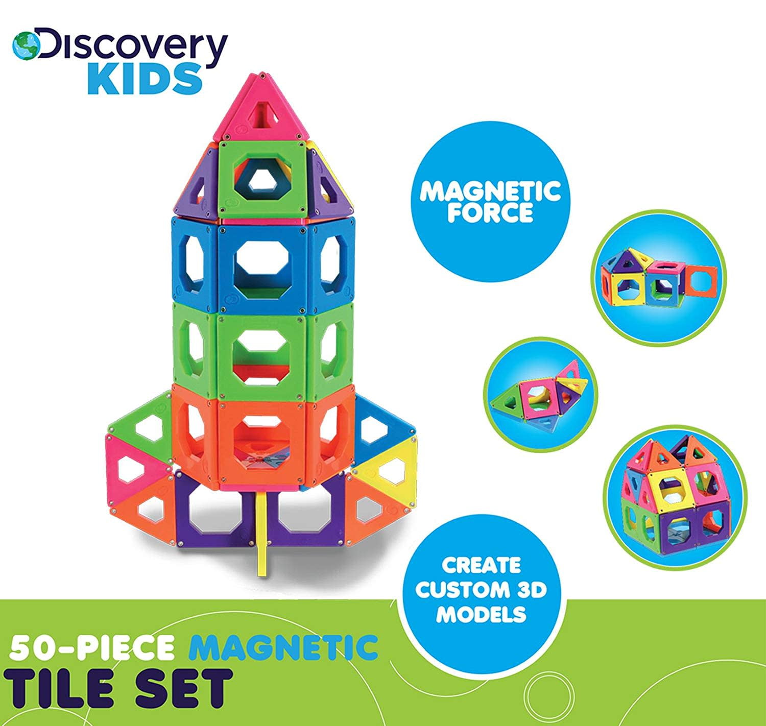 Discovery Kids Magnetic Tiles Building Blocks Set 24pcs