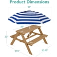 thumbnail image 3 of Wubio Kids Wooden Picnic Table, Outdoor Activity & Dining Table w/Adjustable Collapsible Umbrella, Built-in Seats - Natural/Navy, 3 of 16