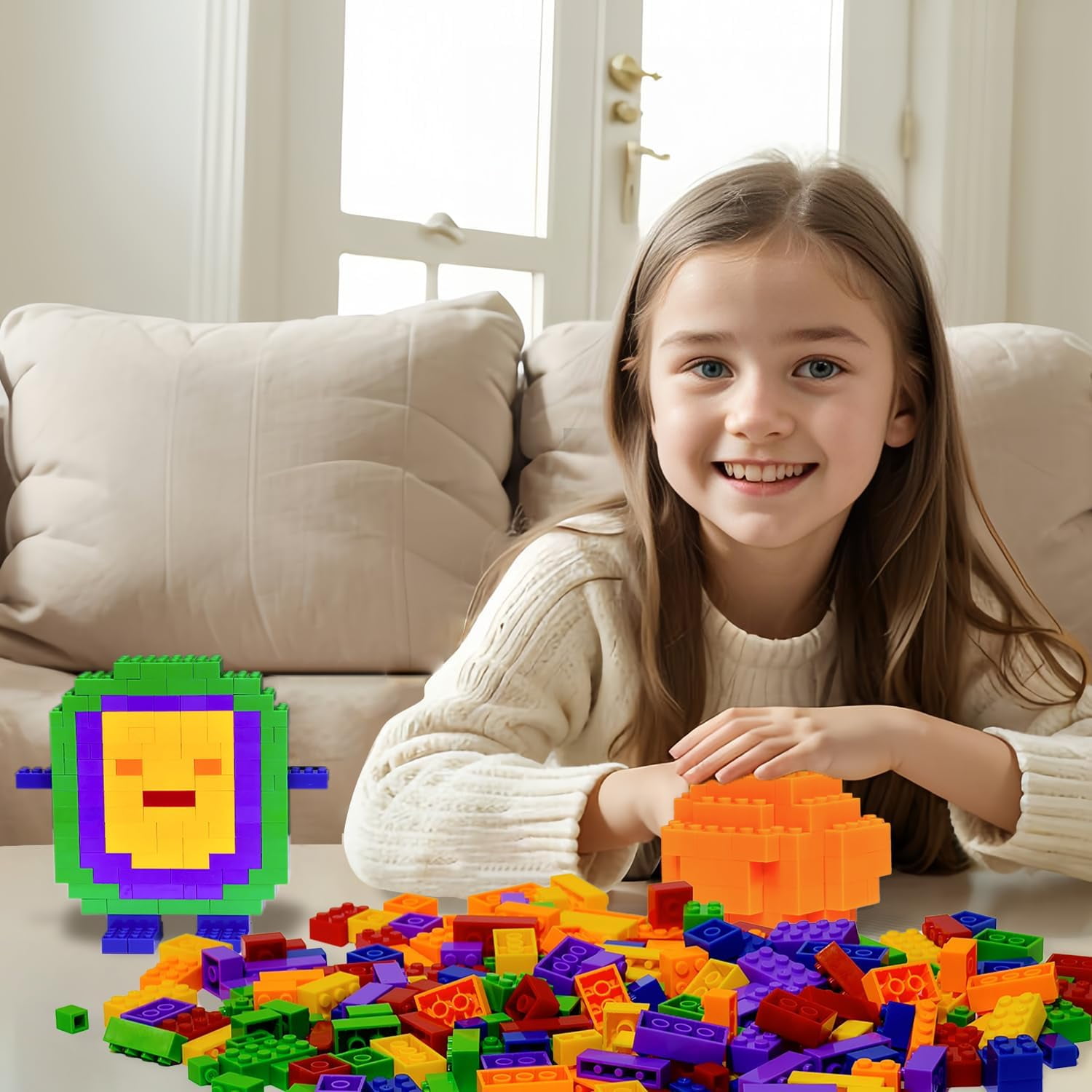 Pairez Toys Building Bricks, 1000 PCS Building Blocks in Rainbow Color, Toys for Kids Ages 4 5 6 7 8+