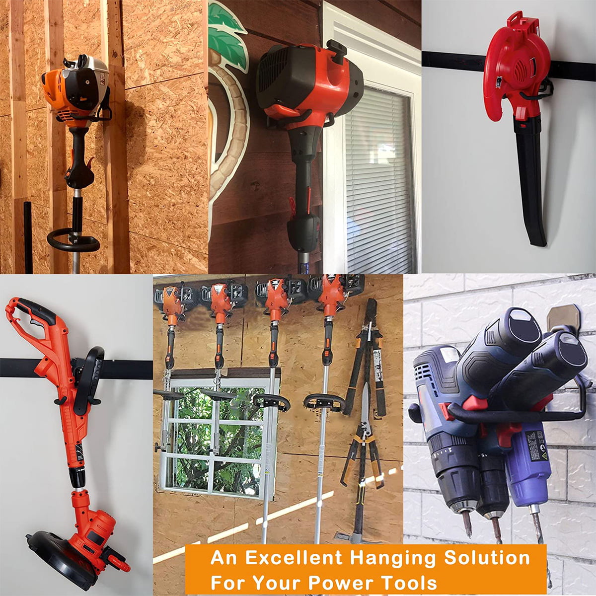 for Garage Tool Organizers and Storage Medium U Weed Eater Wall Holder Weedeater Wall Hanger 2Pcs String Trimmer Hanger Wall Mount Wall Mount Garden Power Tool Hanger 