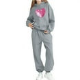 thumbnail image 4 of Girls Clothes 2 Piece Fashion Heart Print Spring Outfits Oversize Hoodid and Joggers Sweatsuit Sets with Pockets, 4 of 5