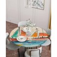thumbnail image 4 of Watercolor Graffiti Ocean Sailboat Fitted Round Tablecloths Elastic Edged Table Covers 36"-44",Nautical Theme on Burlap Waterproof Dining Room Kitchen Table Cloth for Holiday Party Tables Decor, 4 of 8