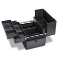 thumbnail image 3 of Makeup Train Case 14.5" Professional Cosmetic Organizer Box with Removable/Adjustable Dividers (Black), 3 of 4