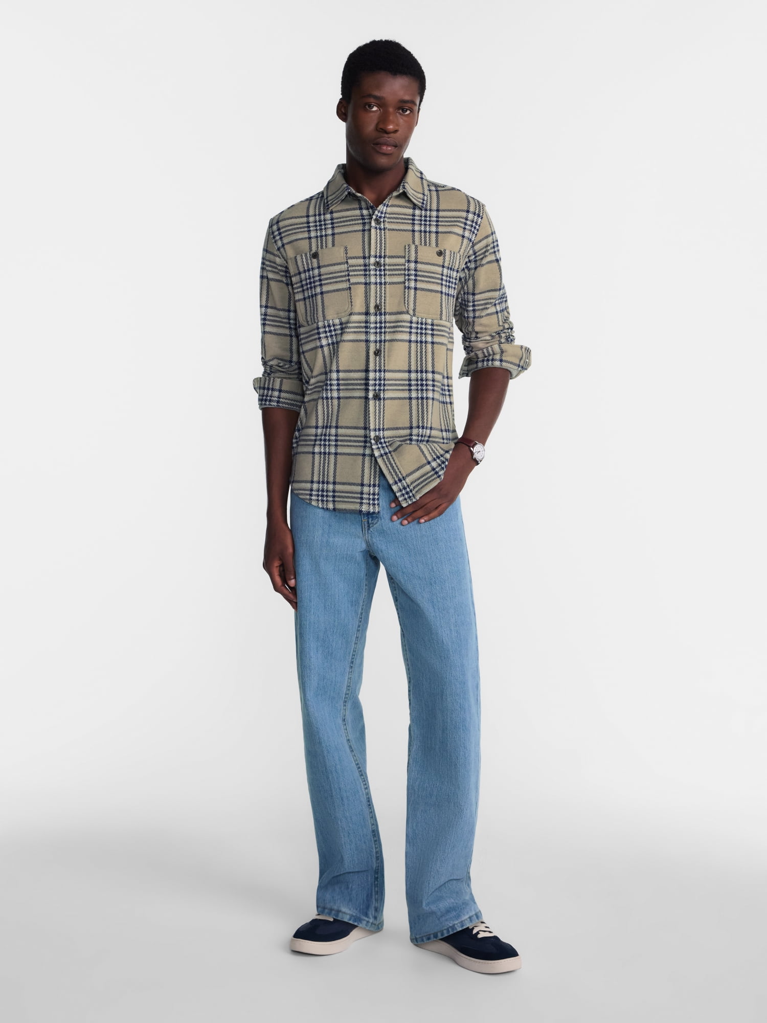 George Men's Knit Overshirt with Long Sleeves, Sizes XS-4XLT