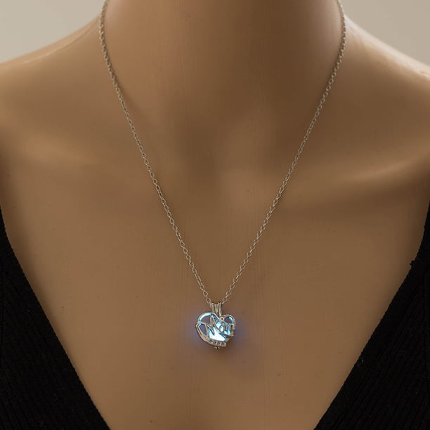 Fiudx Colgante Que Brilla En La Oscuridad, Collar de Piedra Hueca Luminosa, Elegante Joyería de Aleación, Regalo Único para Mamá, Cumpleaños, Navidad y San Valentín, Perfecto para Fiestas y Ocasiones